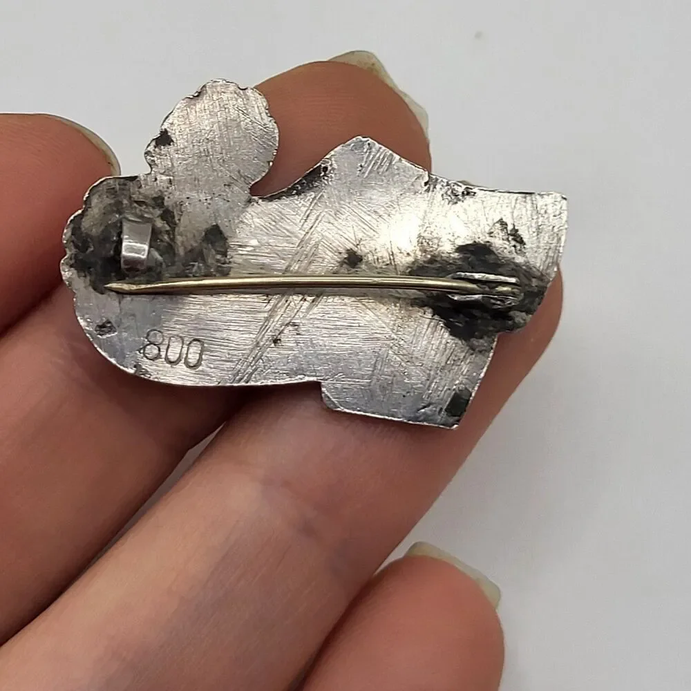 Vintage Silver 800 Brooch Pin Tsarouchi Evzones Shoe 1.5in